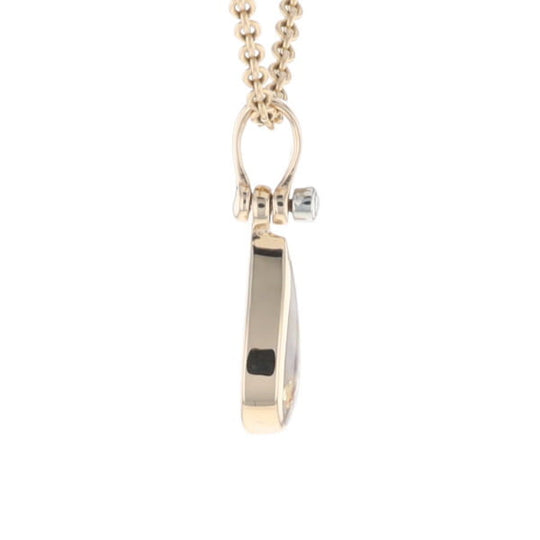 Gold Quartz Pendant Tear Drop Inlaid Design with .02ct Diamond