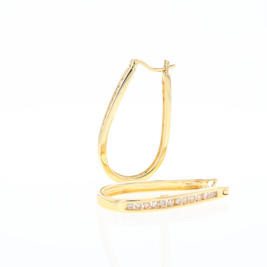 U-Shaped Channel Set Diamond Hoop Earrings