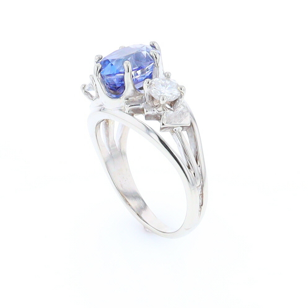 Oval Sapphire Ring with Diamond Side Accents