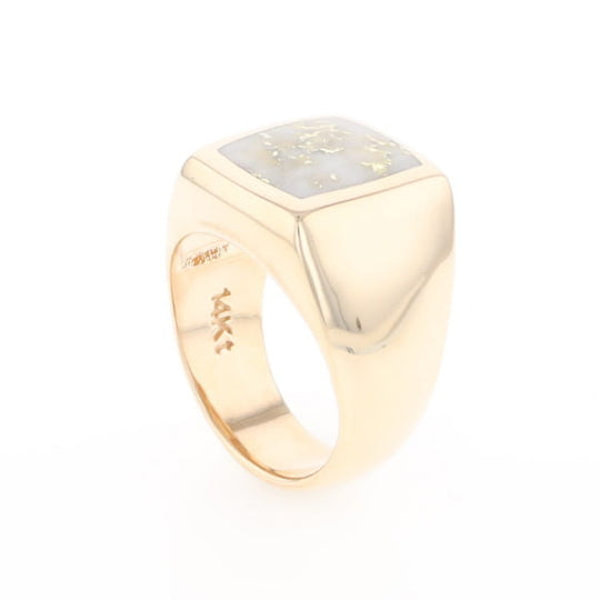 Natural Gold Quartz Men's Ring