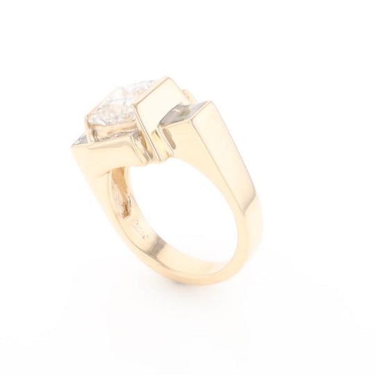 Princess Cut Diamond Gold Quartz 2-Square Inlaid Ring