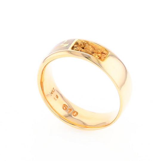 Gold Quartz Ring Rectangle Inlaid with Natural Nugget Sides