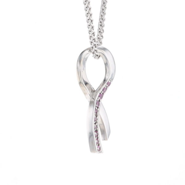 Pink Sapphire Breast Cancer Ribbon Pendant