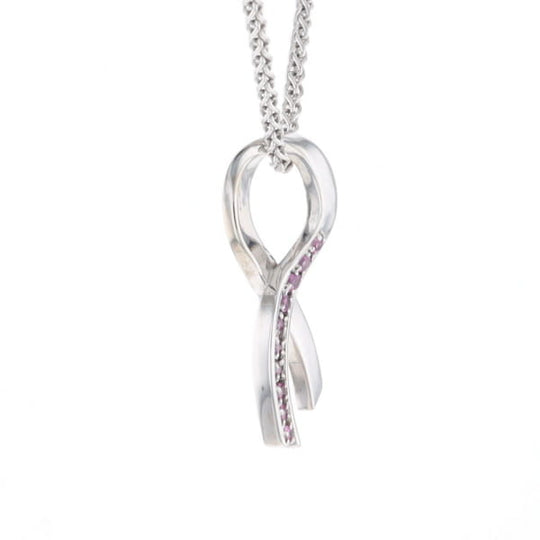 Pink Sapphire Breast Cancer Ribbon Pendant