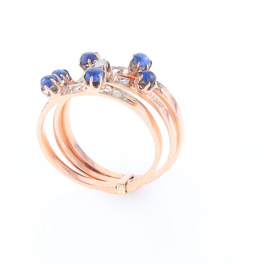 Vintage Sapphire and Diamond Stacked Trio Ring