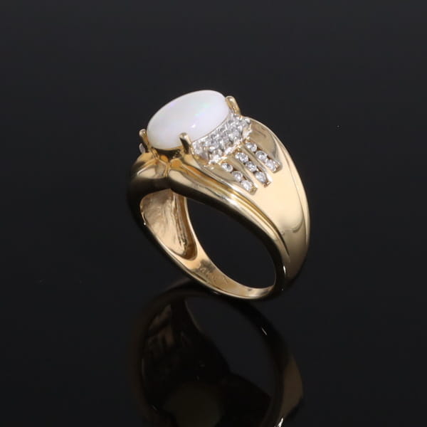 Opal Diamond Channels Ring