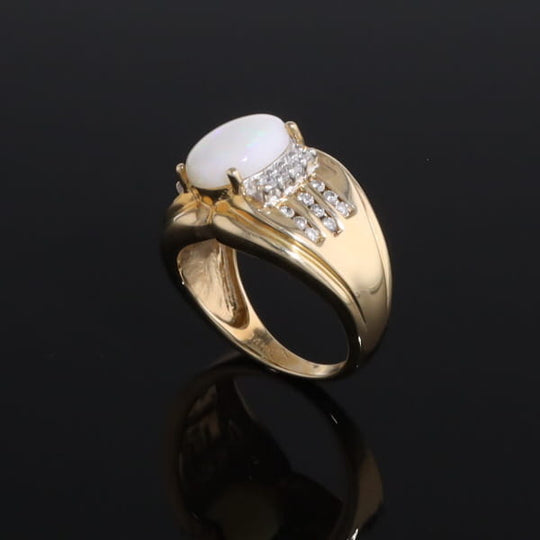 Opal Diamond Channels Ring