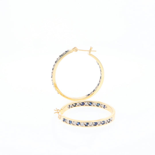 Sapphire & Diamond Hoop Earrings