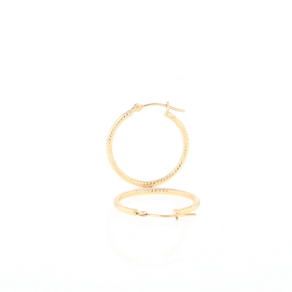 Gold Ribbed Hoop Earrings