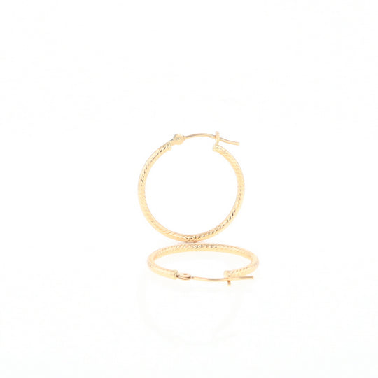 Gold Ribbed Hoop Earrings