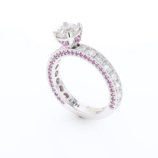Diamond and Pink Sapphire Engagement Ring