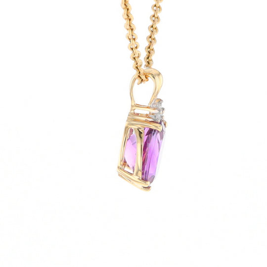 Oval Amethyst Diamond Pendant