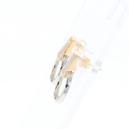 Gold Quartz Rectangle Inlaid Knocker Earrings - G2