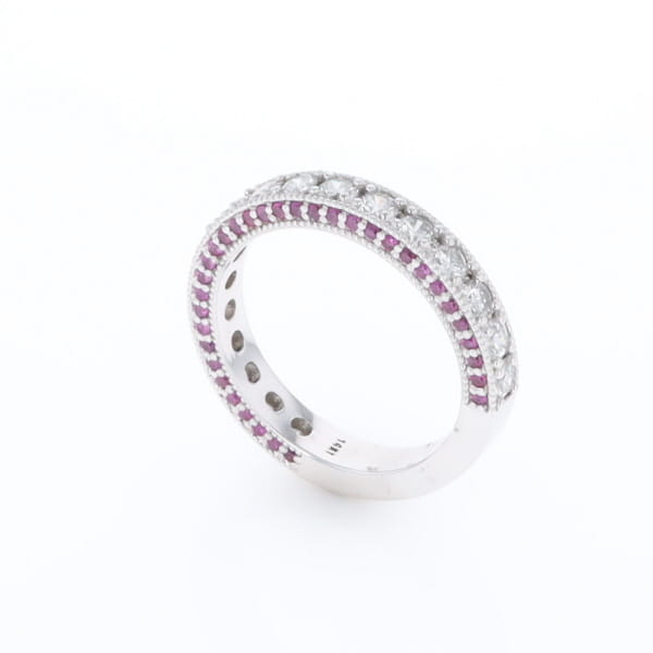 Diamond and Pink Sapphire Wedding Band
