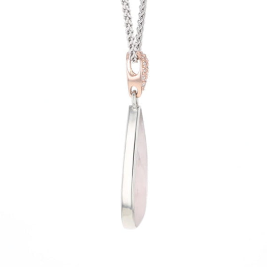 Rose Quartz Teardrop Inlaid Pendant with .11ctw diamonds