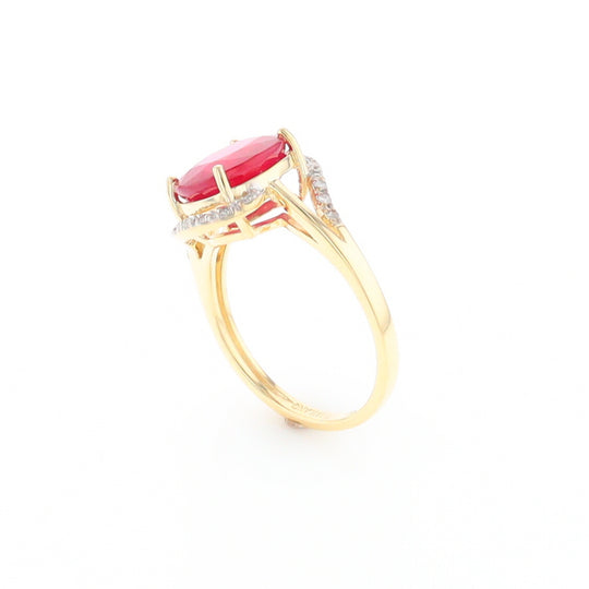 Ruby Bypass Ring with Diamond Accents