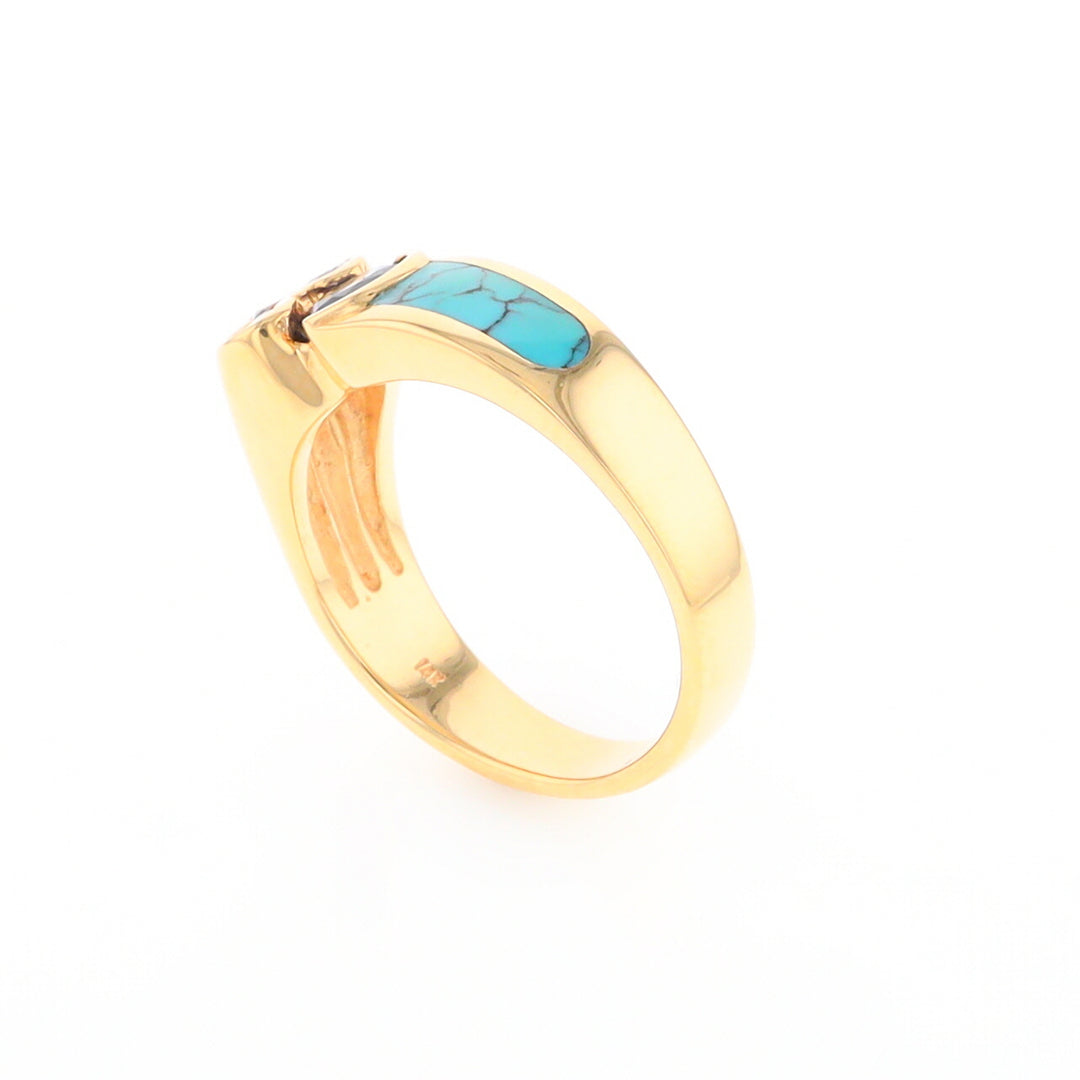 Turquoise Inlaid Ring with Sapphire and 0.23ctw Diamonds