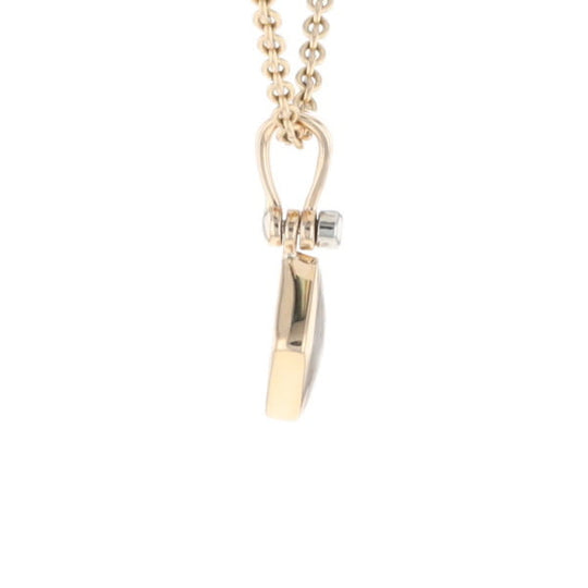 Gold Quartz Necklace Diamond Shape Inlaid Pendant with .02ct Diamond