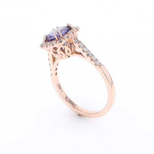 Rose Gold Tanzanite Halo Ring