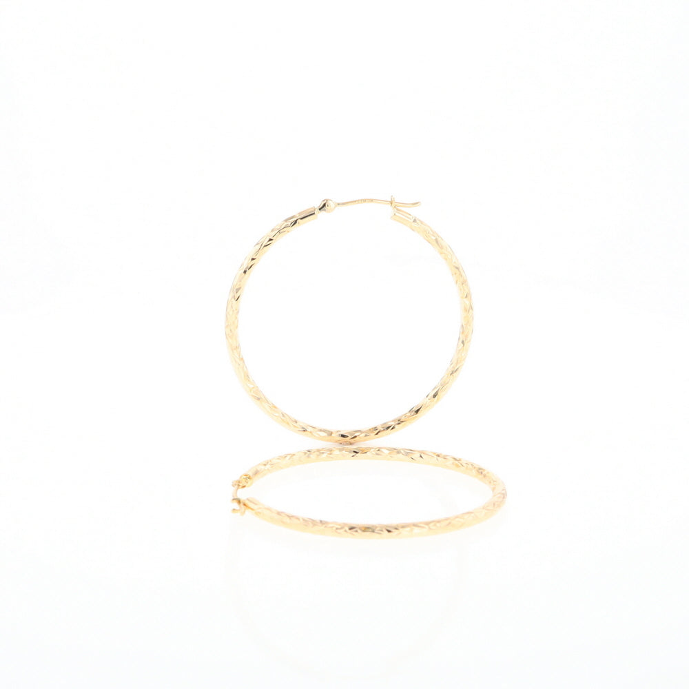 Textured Hollow Diamond Cut Hoop Earrings