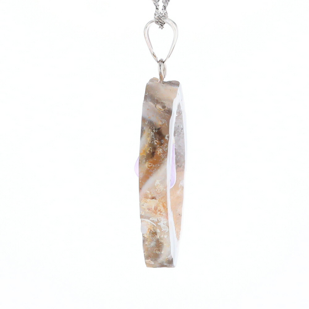 Druzy Quartz With Dangling Amethyst Pendant