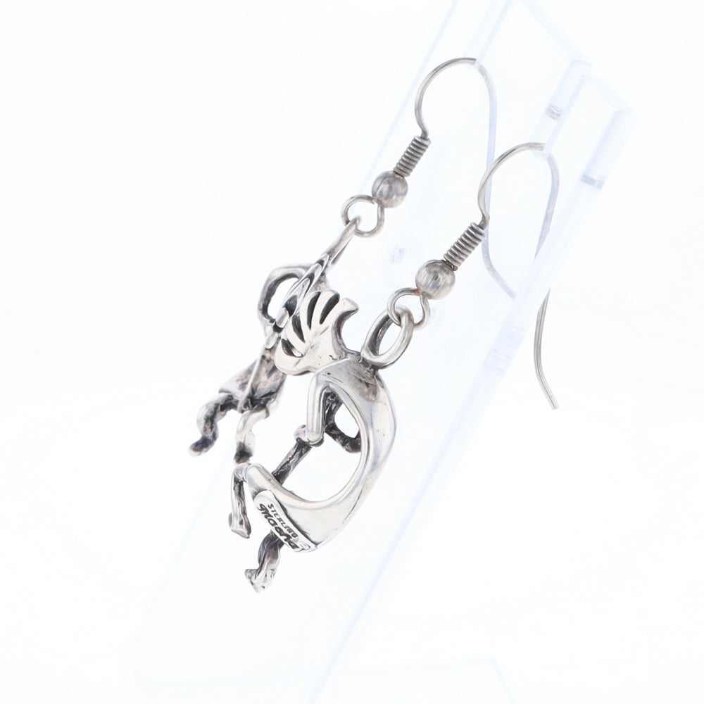 Silver Kokopelli Dangle Earrings