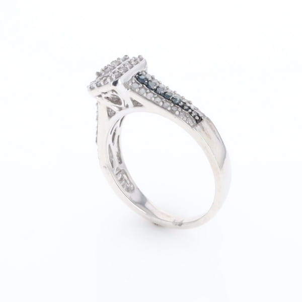 Blue & White Diamond Rectangle Cluster Ring