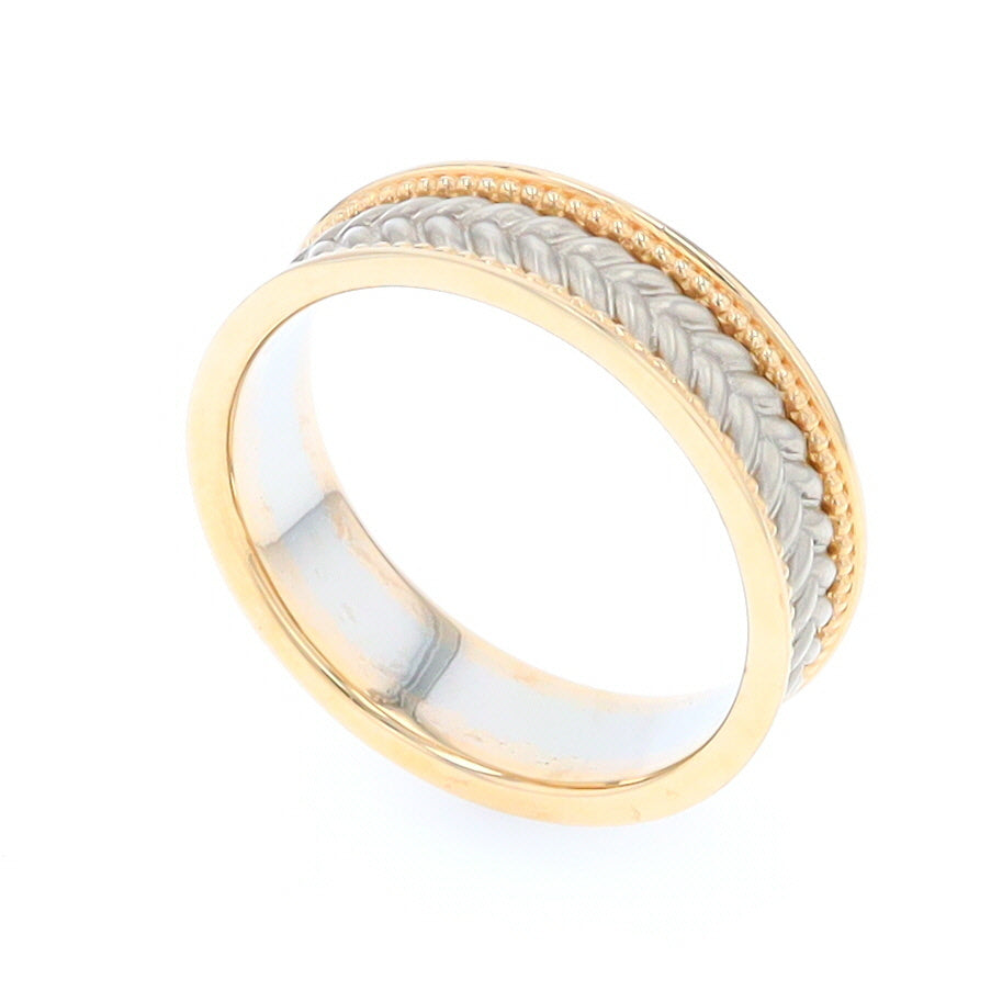 Braided White and Yellow Gold Men's Ring