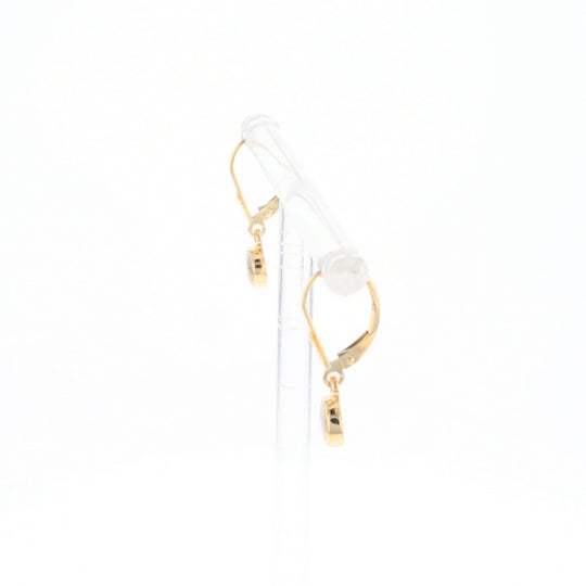 Gold Quartz Earrings Round Inlaid Design Lever Backs