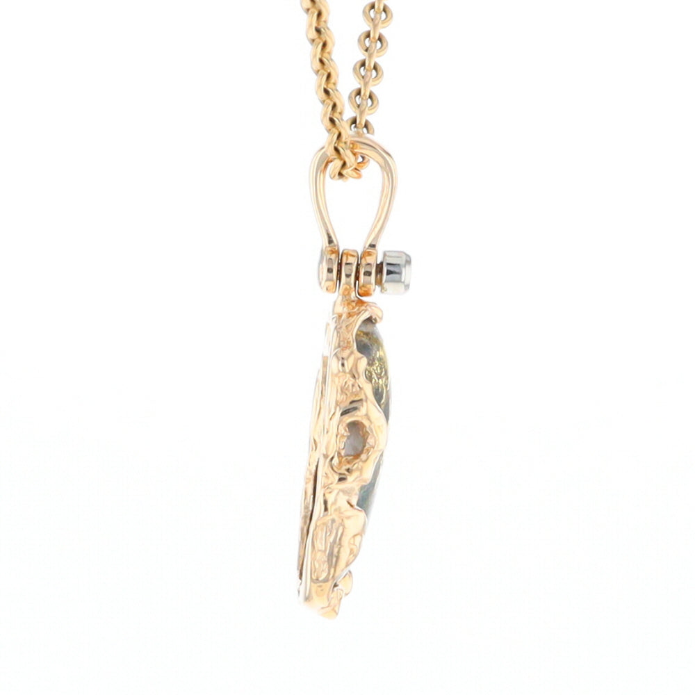 Serpentine & Gold Quartz Freeform Pendant