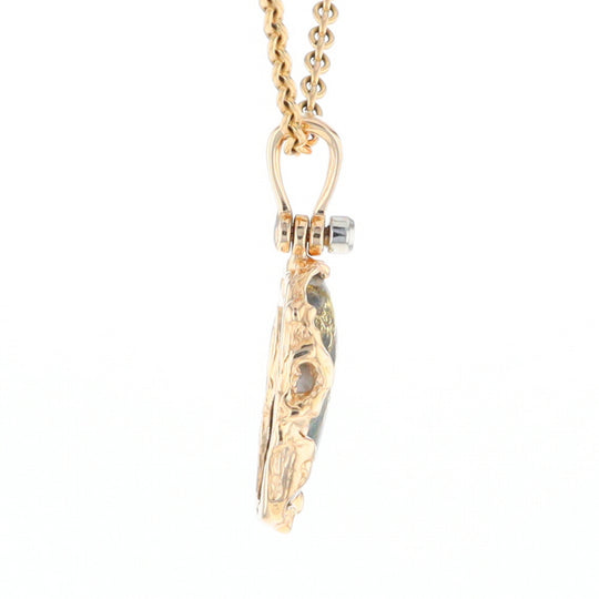 Serpentine & Gold Quartz Freeform Pendant