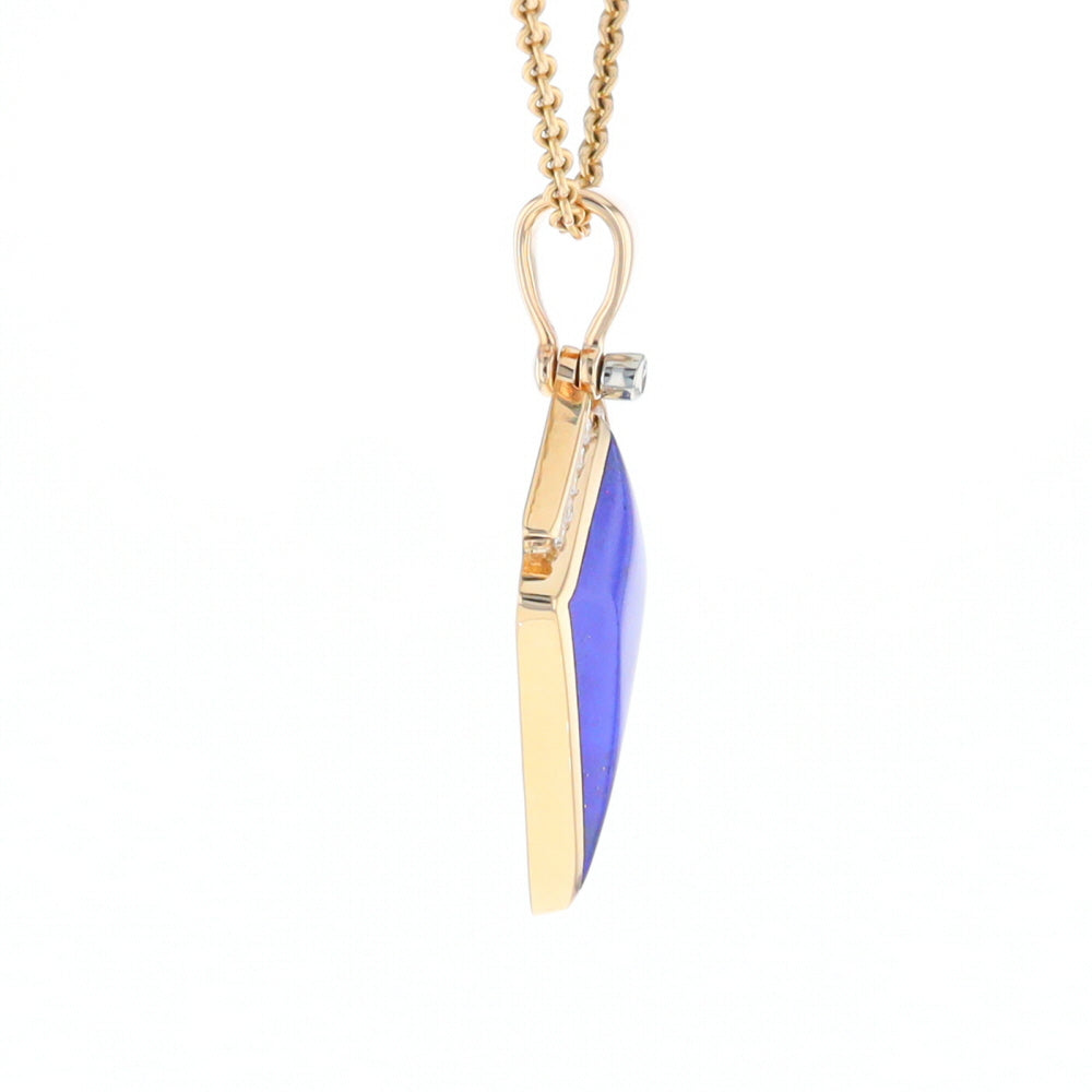 Lapis Kit Shaped Inlaid Pendant with 0.19ctw Diamonds