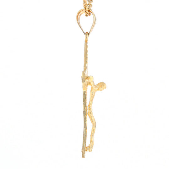 Gold Mesh Crucifix Pendant