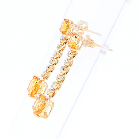 Citrine and Diamond Dangle Drop Earrings