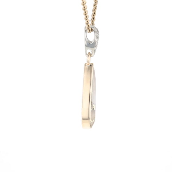 Gold Quartz Necklace Tear Drop Inlaid Pendant with .11ctw Diamonds