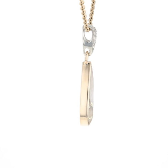 Gold Quartz Necklace Tear Drop Inlaid Pendant with .11ctw Diamonds