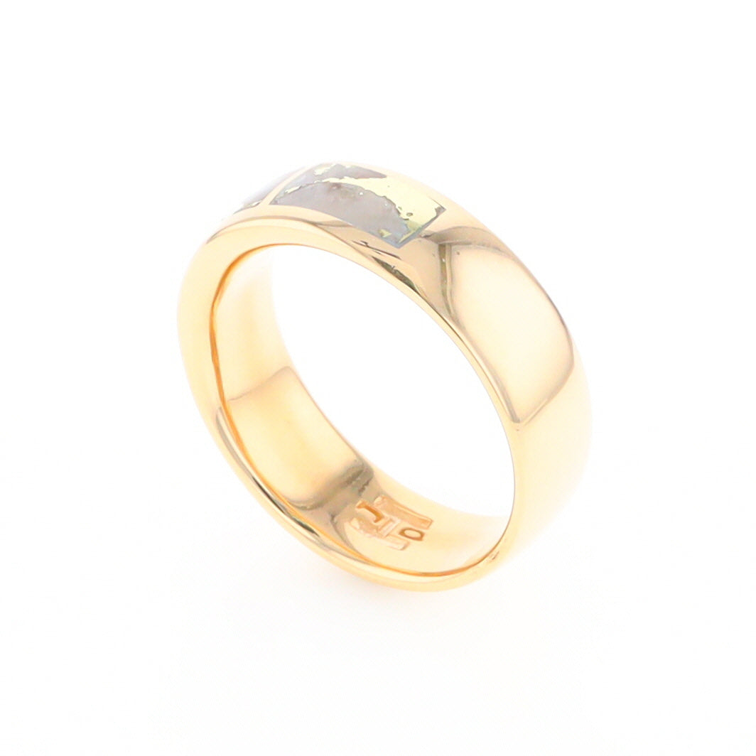 Gold Quartz Ring 3 Section Rectangle Inlaid Band