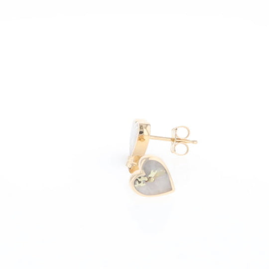 Gold Quartz Heart Stud Earrings - G2