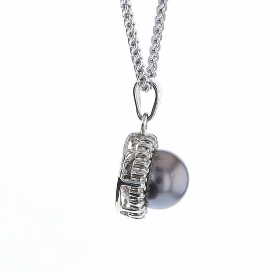 Gray Pearl Halo Pendant