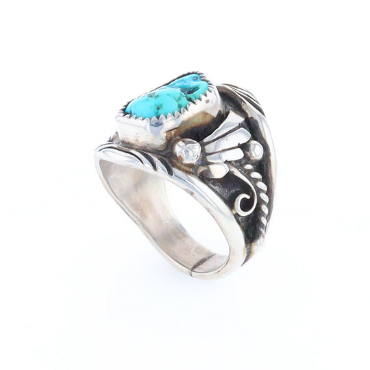 Navajo Turquoise and Feather Design Ring