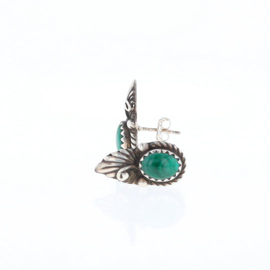 Malachite Feather Stud Earrings