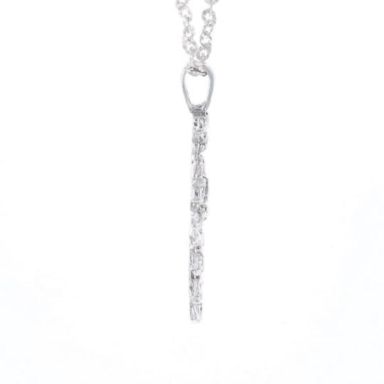 Sterling Silver Nugget Pattered Cross Necklace