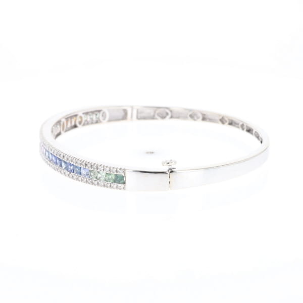 Multi-color Sapphire Cuff Bracelet with Diamond Accents