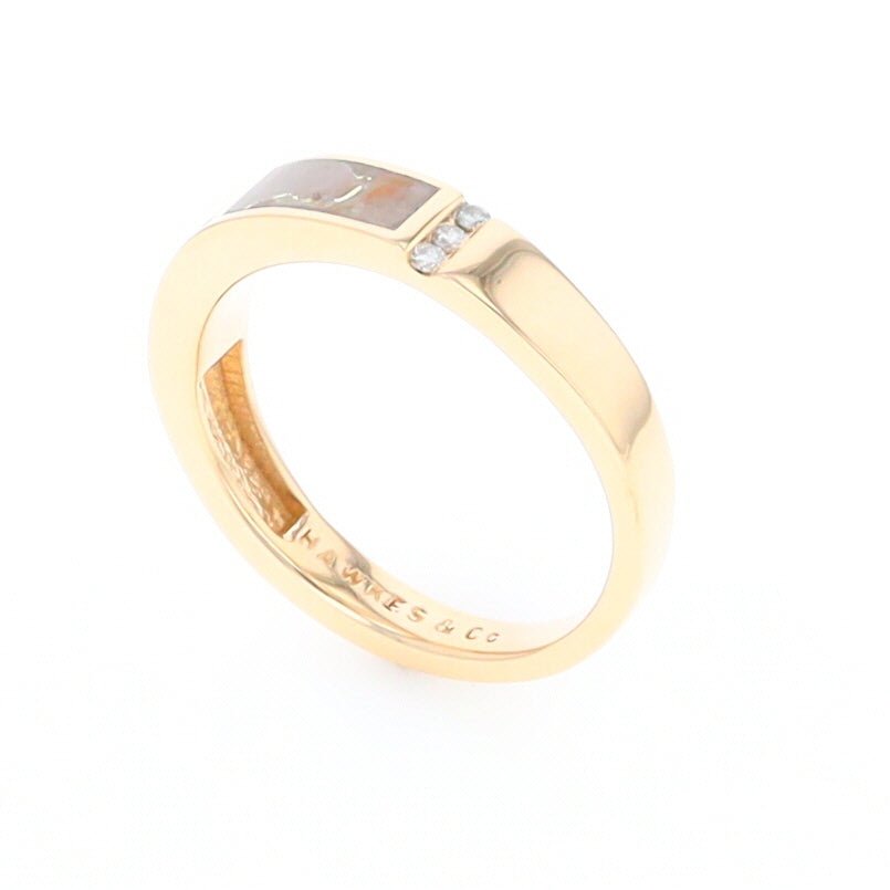 Gold Quartz Ring Double Inlaid Design with .03ctw Round Diamonds