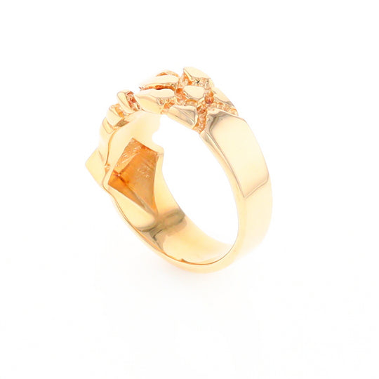 Gold Quartz Ring Diamond Shape Inlay Nugget Design Band