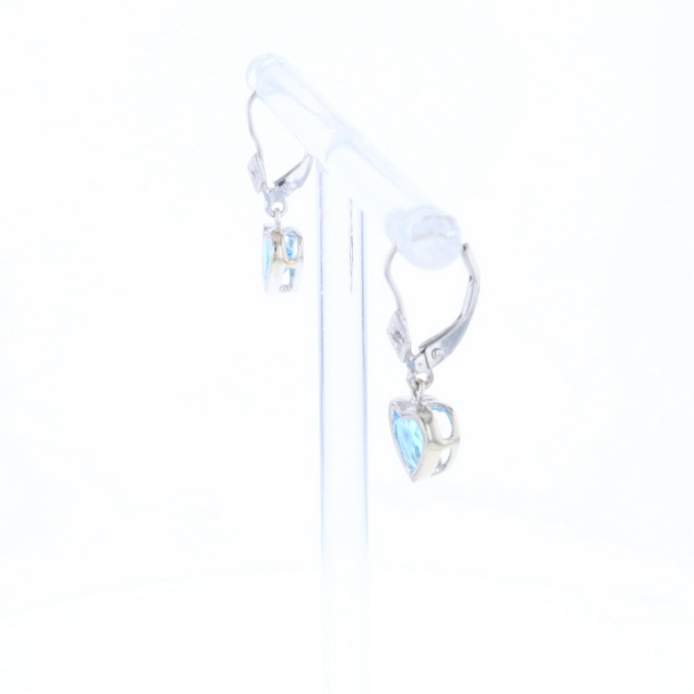 Blue Topaz Diamond Dangle Heart Earrings