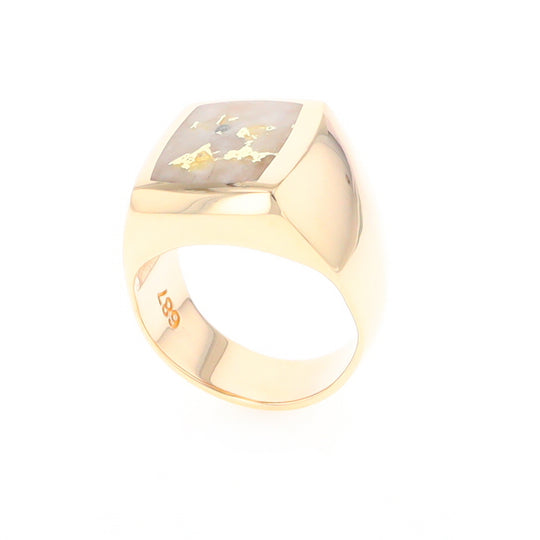 Natural Gold Quartz Men's Ring