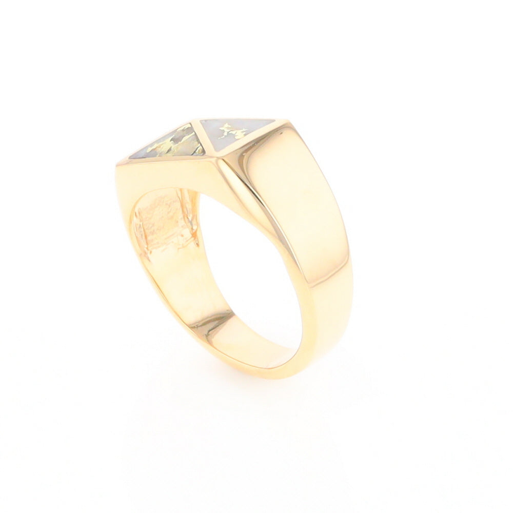 Four Section Gold Quartz Inlaid Men's Ring G2