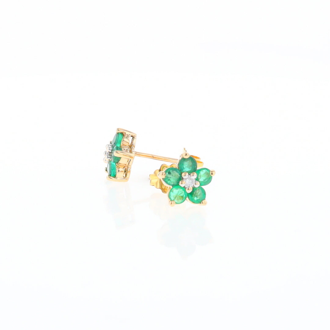 Emerald Flower Stud Earrings