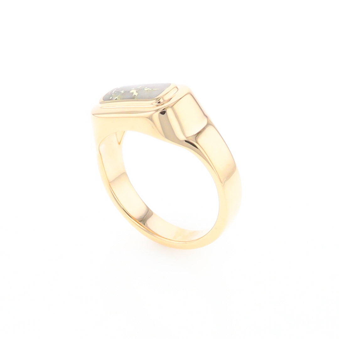 Gold Quartz Ring Oval Inlaid Design - G2